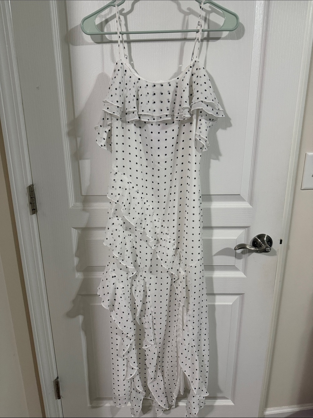 wild fable White and Black Polka Dot Ruffle Maxi Dress